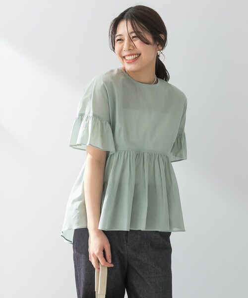 URBAN RESEARCH ROSSO（アーバンリサーチロッソ）の「F by ROSSO　コットンボイル切替ギャザーブラウス（シャツ/ブラウス・レディース・LAVENDER/MINT/L/BROWN/BLACK・FREE）」の5枚目の写真