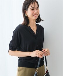 7days Life Styling | スキッパーネック綿混ニットカーディガン（接触冷感・毛玉になりにくい・UVカット）(ニット/セーター)