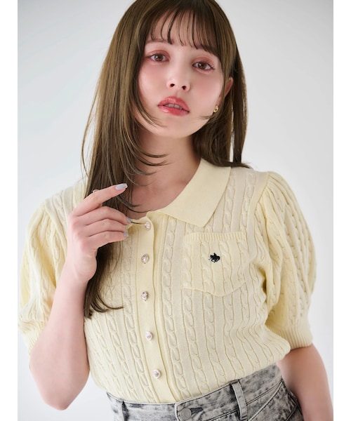 ボタンポロニットトップス dazzlin（ダズリン）の「【POLOBCSコラボ/再生産】ポロカーデ