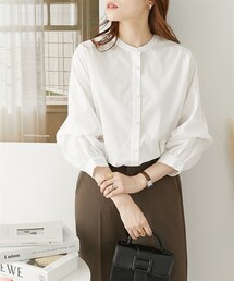 nissen | 【新色追加】パール調ボタンブラウス（前後２ＷＡＹ・袖２ＷＡＹ）(シャツ/ブラウス)