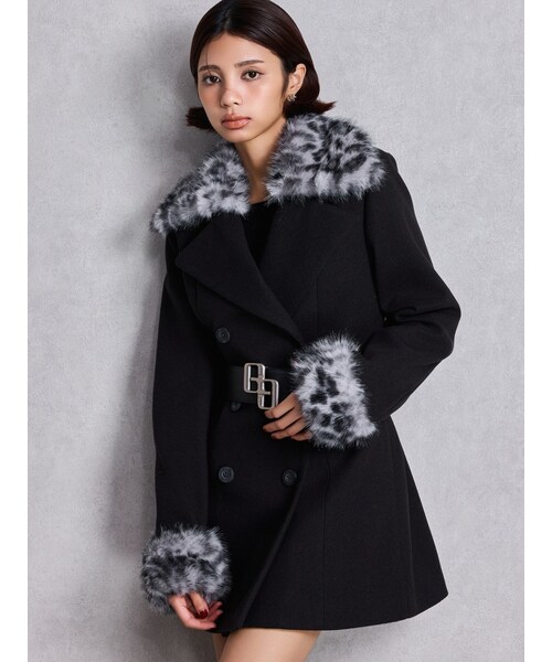 GYDA（ジェイダ）の「ベルト付きタイトファーコート（ダウンジャケット/コート・レディース・ブラック/ブラウン・F）」の3枚目の写真