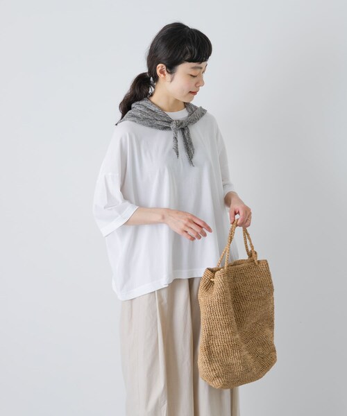 かぐれ（カグレ）の「ハイツイストコットン半袖Tシャツ（Tシャツ/カットソー・レディース・OFF/BLACK/CHARCOAL・Free）」の5枚目の写真
