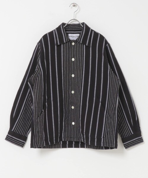 URBAN RESEARCH（アーバンリサーチ）の「NOMARHYTHM TEXTILE　Stripe Shirt Jacket（テーラードジャケット・レディース・BLACK/Crean・1）」の3枚目の写真