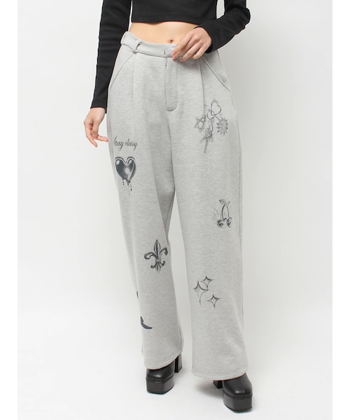 EVRIS（エヴリス）の「グラフィックプリントスウェットパンツ（スウェットパンツ・レディース・グレー/ブラック・S/M）」の3枚目の写真