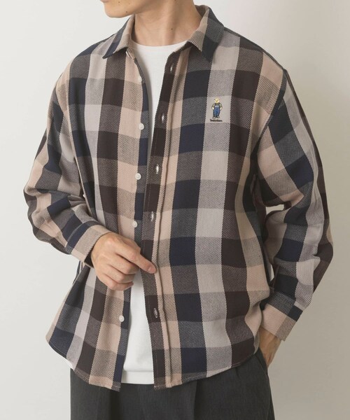 ITEMS URBANRESEARCH（アイテムズ アーバンリサーチ）の「TeddyBearワンポイントチェックネルシャツ（シャツ/ブラウス・メンズ・BEG/RED・M/L）」の4枚目の写真