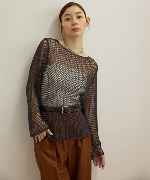 ROPE'(ロペ)の「ラメコードメッシュプルオーバー/洗える(その他トップス・レディース・ゴールド/シルバー・F)」の6枚目の写真