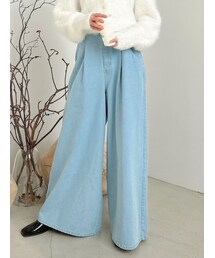 dazzlin | ダブルハイウエストワイドデニムパンツ(デニムパンツ)