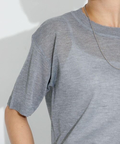 URBAN RESEARCH Sonny Label（アーバンリサーチサニーレーベル）の「シアーラメニットTシャツ（ニット/セーター・レディース・グレー/バター/ブラック・FREE）」の17枚目の写真