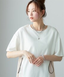 miclat | 大きいサイズ　異素材切替のサイドコードTシャツ　miclat(Tシャツ/カットソー)