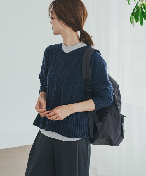 URBAN RESEARCH DOORS（アーバンリサーチドアーズ）の「ハミルトンウールアラン柄プルオ-バー（ニット/セーター・レディース・L/BEG/PURPLE/NAVY・M）」の21枚目の写真