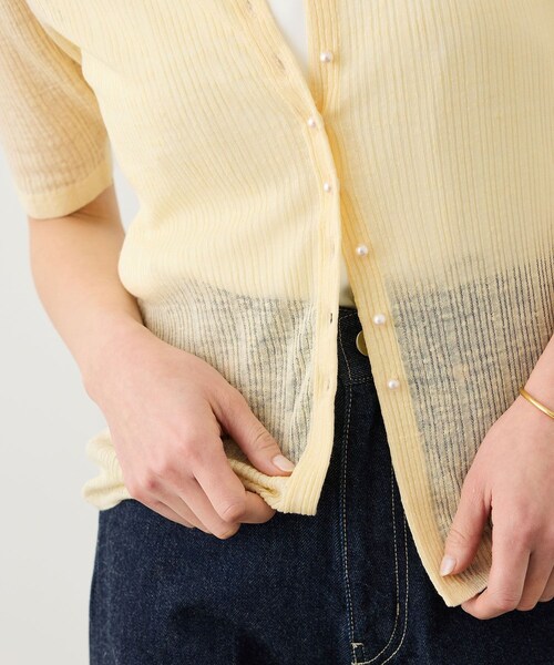 ROPE'（ロペ）の「シルクリネンポロ襟ニットカーディガン/イージーケア（カーディガン/ボレロ・レディース・ブラック/ネイビー/クリーム・F）」の12枚目の写真