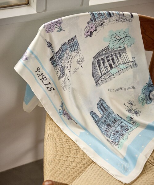 ROPE' PICNIC（ロペピクニック）の「シティーパターンスカーフ 90cm（バンダナ/スカーフ・レディース・ベージュ/サックス/オレンジ系・F）」の2枚目の写真