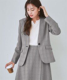 7days Life Styling | 【レディーススーツ】セットアップ対応ノーカラージャケット（上下別売・多機能360°ストレッチ素材シリーズ）(スーツジャケット)