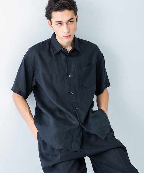 URBAN RESEARCH（アーバンリサーチ）の「LINEN SHORT-SLEEVE SHIRTS（シャツ/ブラウス・メンズ・WHITE/BLUE/BROWN/D.NAVY・S/M/L）」の4枚目の写真