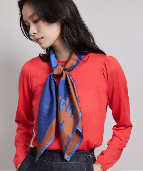 ROPE'（ロペ）の「袖ギャザークルーネックニットプルオーバー/イージーケア（ニット/セーター・レディース・ブラック/グレー/オフホワイト/レッド/ローズピンク・F）」の14枚目の写真