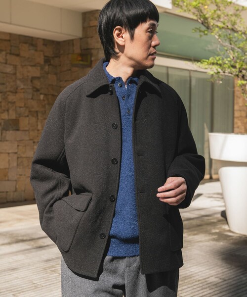 URBAN RESEARCH DOORS(アーバンリサーチドアーズ)の「ニットメルトン パデット ショートコート(テーラードジャケット・メンズ・BROWN/BLACK・M/L)」の4枚目の写真