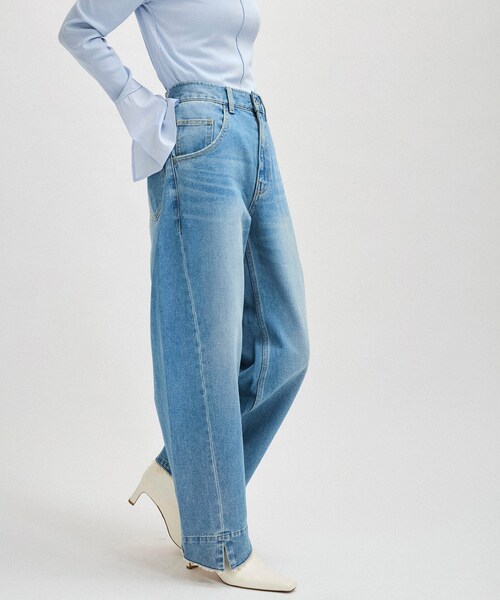 ADAM ET ROPE'(アダムエロペ)の「【サステナブル】・【新色追加】ルーズフィットアジャストデニム(デニムパンツ・レディース・ホワイト/ダークブラウン/サックス/ベージュ系/ブラック/キナリ/ネイビー/ブルー系・34/36/38)」の22枚目の写真