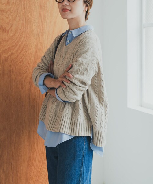 URBAN RESEARCH DOORS（アーバンリサーチドアーズ）の「ハミルトンウールアラン柄プルオ-バー（ニット/セーター・レディース・L/BEG/PURPLE/NAVY・M）」の10枚目の写真