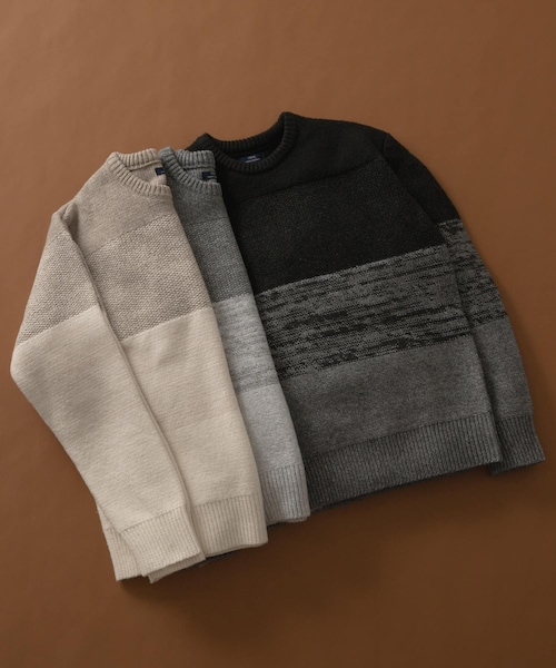 ITEMS URBANRESEARCH（アイテムズ アーバンリサーチ）の「リサイクルヤーン グラデーションニット（ニット/セーター・メンズ・BEG/GRY/BLK・M/L）」の4枚目の写真