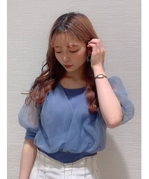 dazzlin | チュールスリーブシアーニットトップス(ニット/セーター)