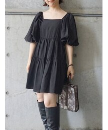 MERCURYDUO | ボリュームスリーブミニシャツワンピース(ワンピース)