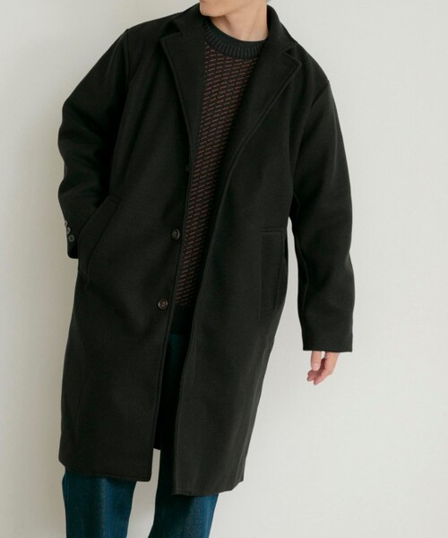 ITEMS URBANRESEARCH（アイテムズ アーバンリサーチ）の「ウールライクメルトン チェスターコート（チェスターコート・メンズ・MOC/BLK/KHK・M/L）」の10枚目の写真