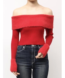 GYDA | mix materialオフショルニットトップス(ニット/セーター)