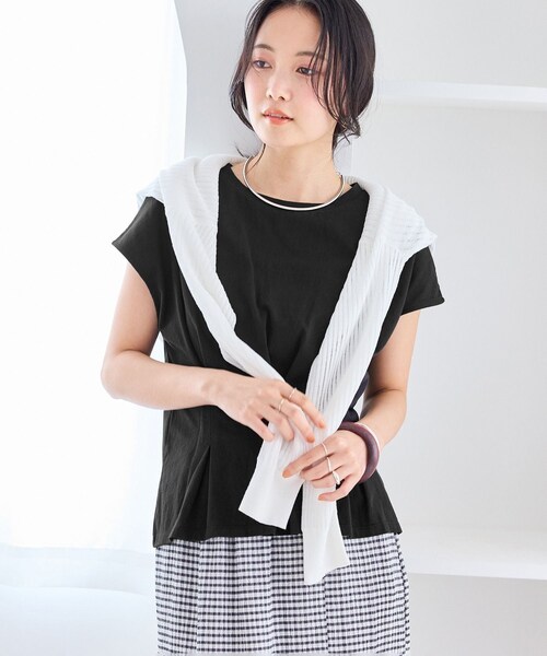 VIS(ビス)の「ウエストタックデザインTシャツ(Tシャツ/カットソー・レディース・ブラック/ホワイト/ダークブラウン/ピンク・F)」の14枚目の写真
