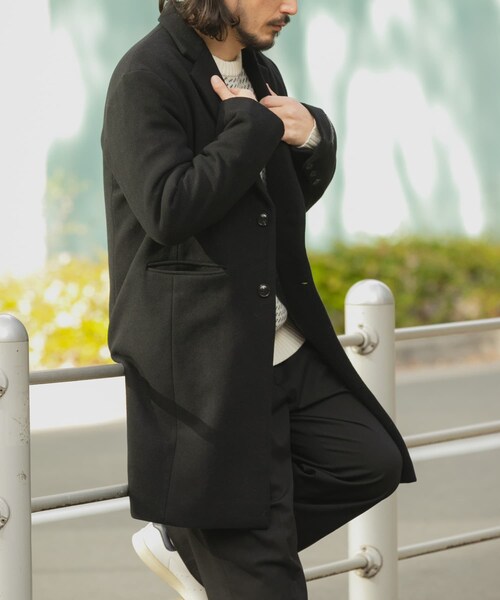ITEMS URBANRESEARCH（アイテムズ アーバンリサーチ）の「ウールブレンドチェスターコート（チェスターコート・メンズ・GRY/NVY/BLK・M/L）」の8枚目の写真