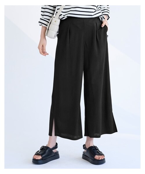 nissen（ニッセン）の「美ラクRUタッチワイドパンツ（ゆったりヒップ）（接触冷感・UVカット）＜大きいサイズ有＞（パンツ・レディース・エメラルドグリーン/黒/パープル/チャコールグレー/ブルー/チョコレートブラウン/タンジェリンオレンジ・L/LL/3L/4L/5L/6L/8L/10L/M/S）」の20枚目の写真