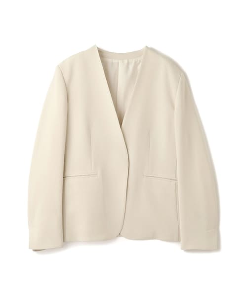 ROPE'（ロペ）の「トリアセダブルクロス Ｖネックジャケット/イージーケア・セットアップ対応・26SS（ノーカラージャケット・レディース・ベージュ/ネイビー・36/38/40）」の3枚目の写真