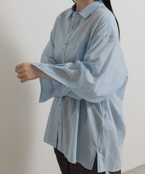 THE GOODLAND MARKET（ザグッドランドマーケット）の「『別注』MIDIUMISOLID×TGM　sheer voile shirts（シャツ/ブラウス・レディース・SAX/GRAY/OFF・one）」の22枚目の写真