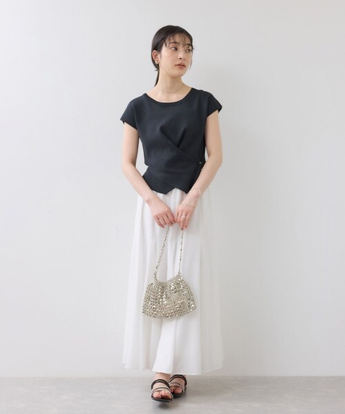 VIS(ビス)の「ICE BEAUTY クロスデザインニットプルオーバー/UVケア・接触冷感(ニット/セーター・レディース・チャコール/キナリ/ライトグリーン・F)」の16枚目の写真