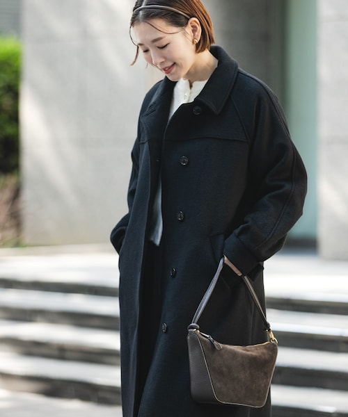 URBAN RESEARCH ROSSO（アーバンリサーチロッソ）の「F by ROSSO　『UR TECH』ビーバーステンカラーロングコート（ステンカラーコート・レディース・BROWN/BLACK・Free）」の6枚目の写真