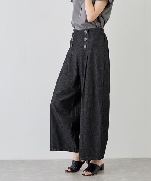 Jayro（ジャイロ）の「デニムワイドパンツ（デニムパンツ・レディース・ブラック/ブルー・F）」の6枚目の写真