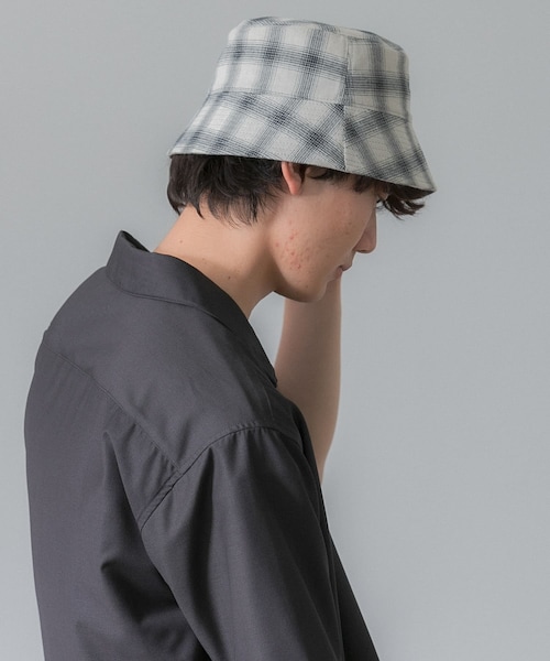 SENSE OF PLACE by URBAN RESEARCH（センスオブプレイスバイアーバンリサーチ）の「『ユニセックス』チェックバケットハットB（ハット・メンズ・BLACK/IVORY/NAVY・one）」の6枚目の写真