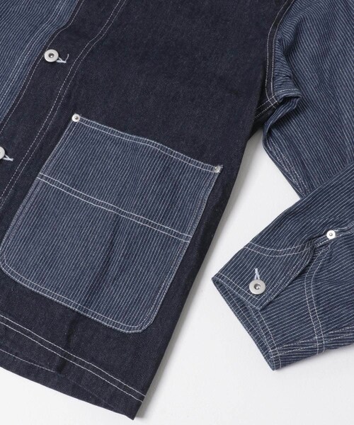 ITEMS URBANRESEARCH（アイテムズ アーバンリサーチ）の「ヒッコリー×デニム切替ワークジャケット（デニムジャケット・メンズ・BLK/NVY・M/L）」の18枚目の写真