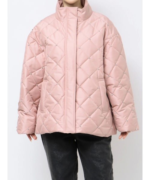 CALNAMURビジューキルティングブルゾンピンク