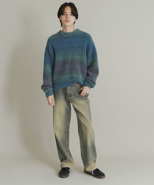 SENSE OF PLACE by URBAN RESEARCH（センスオブプレイスバイアーバンリサーチ）の「『ユニセックス』ブークレグラデーションニット（ニット/セーター・メンズ・L.GRAY/CHARCOAL/BLUE/ORANGE/YELLOW/BROWN・M/L）」の22枚目の写真