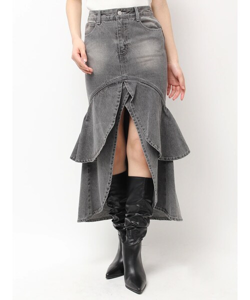 EATME（イートミー）の「フレアマーメイドデニムスカート（デニムスカート・レディース・ブラック/ピンク/アイスブルー・S/M）」の2枚目の写真