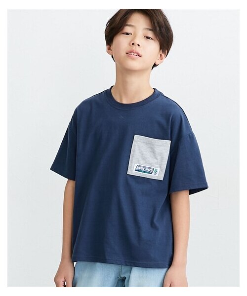 nissen（ニッセン）の「ビッグシルエット胸ポケット半袖Tシャツ（男の子・女の子）（Tシャツ/カットソー・キッズ・ネイビー/オフホワイト/黒・140/150/160）」の9枚目の写真