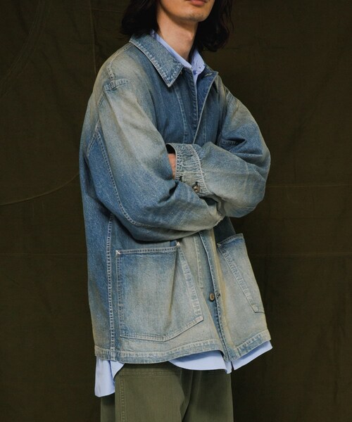 URBAN RESEARCH（アーバンリサーチ）の「HERILL　Nepdenim coveralljacket（カバーオール・メンズ・VT Worn/White・2/3）」の13枚目の写真