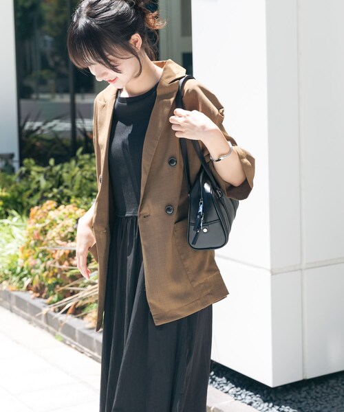 ITEMS URBANRESEARCH（アイテムズ アーバンリサーチ）の「リネンライクハーフスリーブジャケット（テーラードジャケット・レディース・BRN/BEG/CHA・FREE）」の15枚目の写真