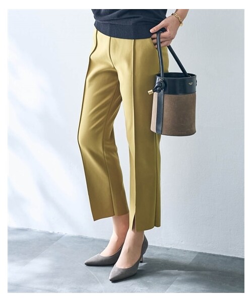 nissen（ニッセン）の「フロントスリットカットソーテーパードパンツ【OtonaSMILE】（パンツ・レディース・黒/オリーブ・M/L/LL/3L/4L）」の7枚目の写真