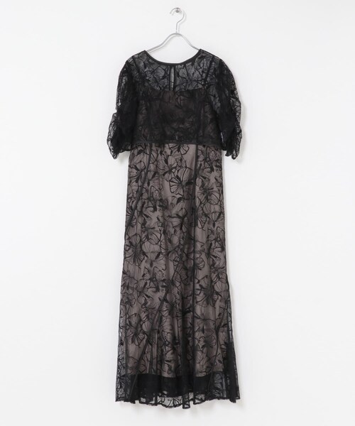 URBAN RESEARCH ROSSO（アーバンリサーチロッソ）の「エンブロダリーレースレイヤードドレス（ワンピース・レディース・GREEN/BLACK・FREE）」の6枚目の写真
