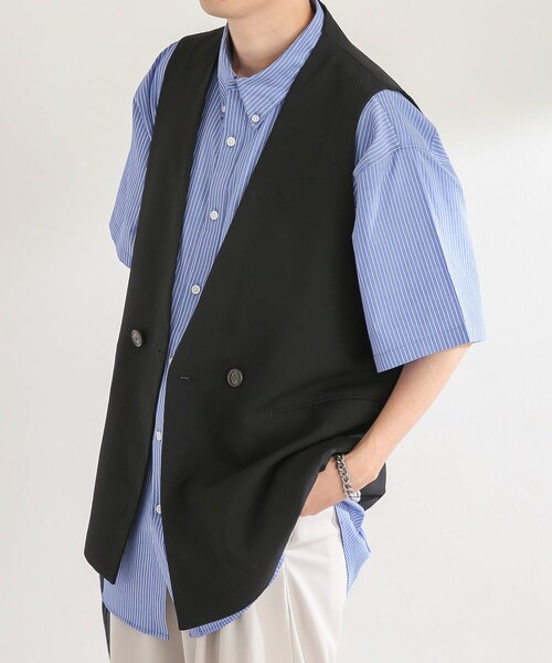 SENSE OF PLACE by URBAN RESEARCH(センスオブプレイスバイアーバンリサーチ)の「ダブルテーラードベスト(ベスト・メンズ・BLACK/GREEN/L.KHAKI/BLUE/OLIVE・M/L)」の15枚目の写真