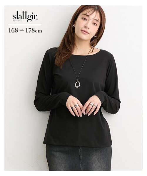 nissen（ニッセン）の「高身長　綿混ＯＮにもＯＦＦにも使えるキレイ見え長袖Ｔシャツ　（トールサイズ）（Tシャツ/カットソー・レディース・オフホワイト/黒/カーキ・MTT/LTT/LLTT/3LTT/4LTT/5LTT）」の10枚目の写真