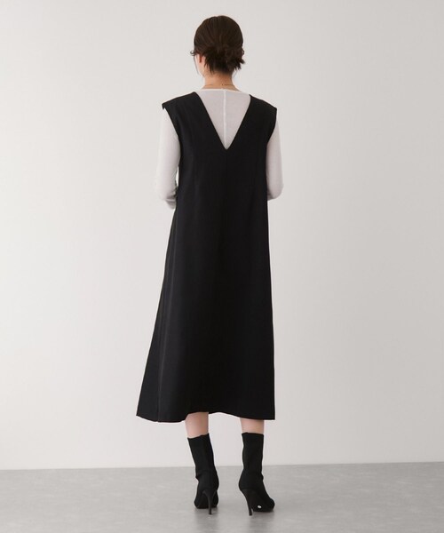 Jayro(ジャイロ)の「フロントベルトVネックワンピース(ワンピース・レディース・ブラック/オフホワイト/ダークブラウン/ピンク・M)」の9枚目の写真