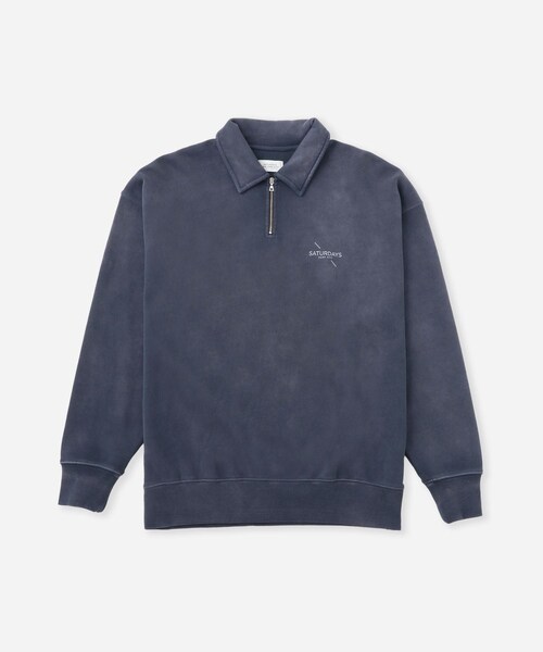 Saturdays NYC(サタデーズ ニューヨークシティ )の「Mott Relaxed Quarter Zip Surf Sweatshirt(スウェット・レディース・スミクロ/ベージュ/ブルー・L/M/S/XL)」の19枚目の写真