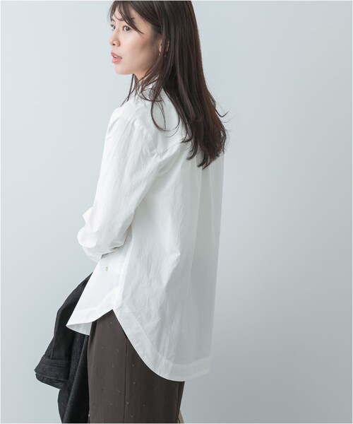 URBAN RESEARCH ROSSO（アーバンリサーチロッソ）の「F by ROSSO　トリミングレースビッグカラーシャツ（シャツ/ブラウス・レディース・OFF WHITE/NAVY/OW STRIPE・FREE）」の9枚目の写真